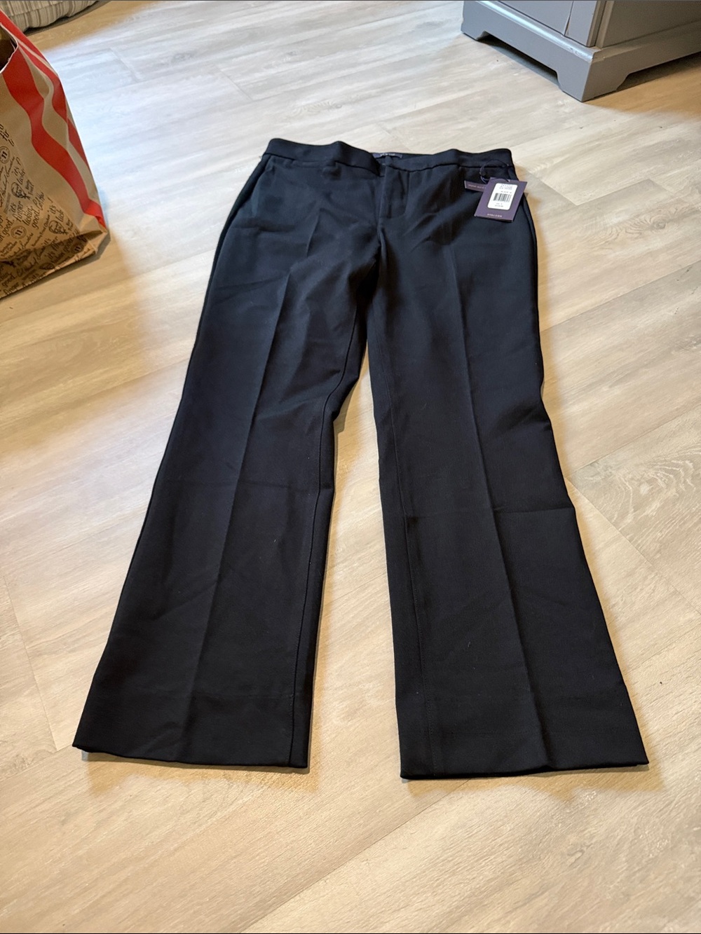 NWT NYDJ Black Straight-Leg Trousers SLIM Size 8